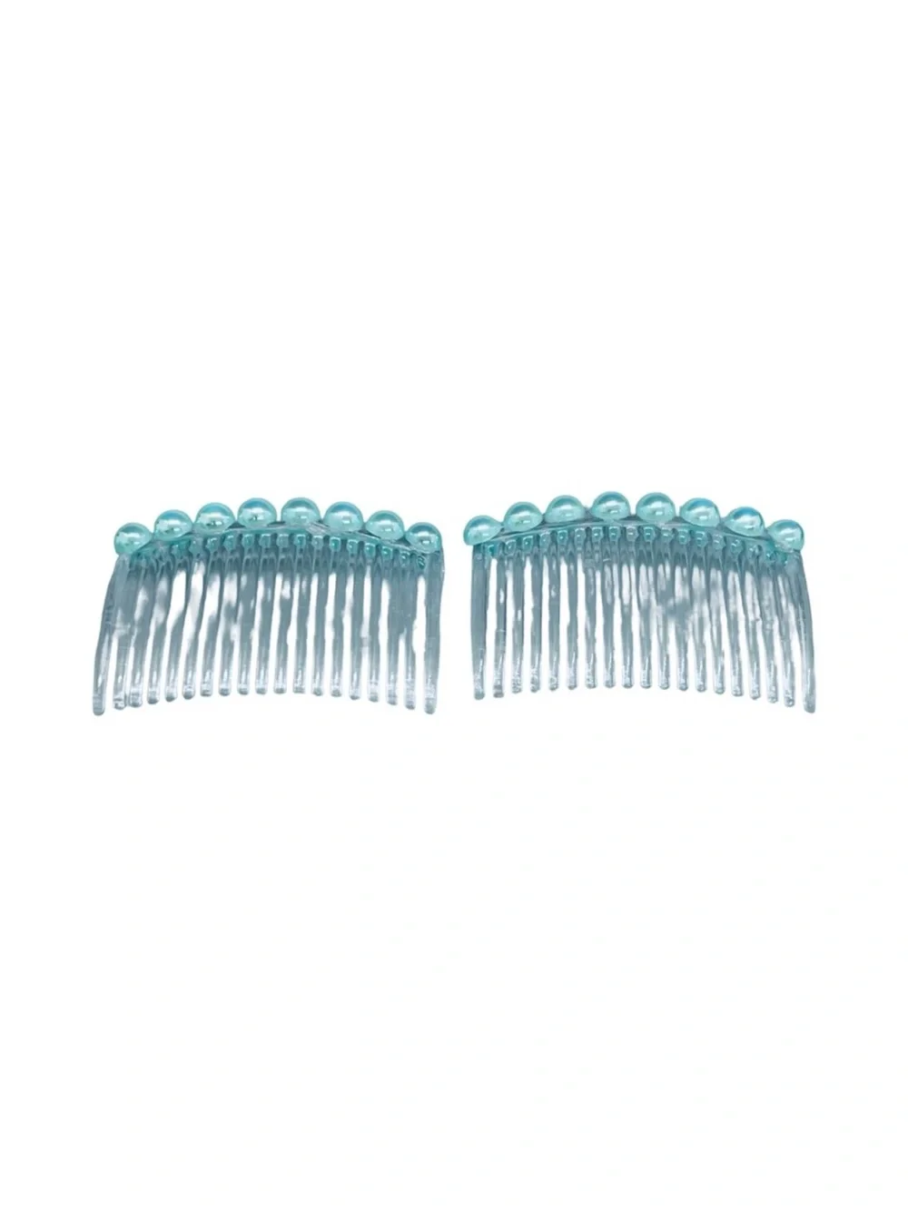 Clear Hair Comb with Aqua Pearl Accents